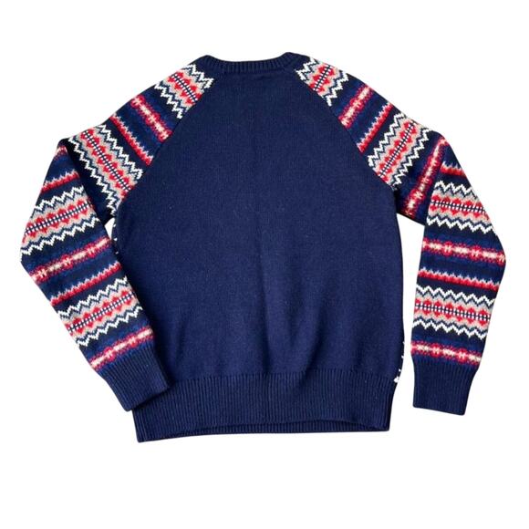 GAP Sweater Unisex Kids XL Wool Blend Fairisle Elysian Blue Multicolor Holiday - Picture 2 of 7